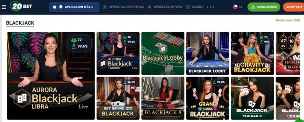 Jugar blackjack en vivo con dealers profesionales 20Bet
