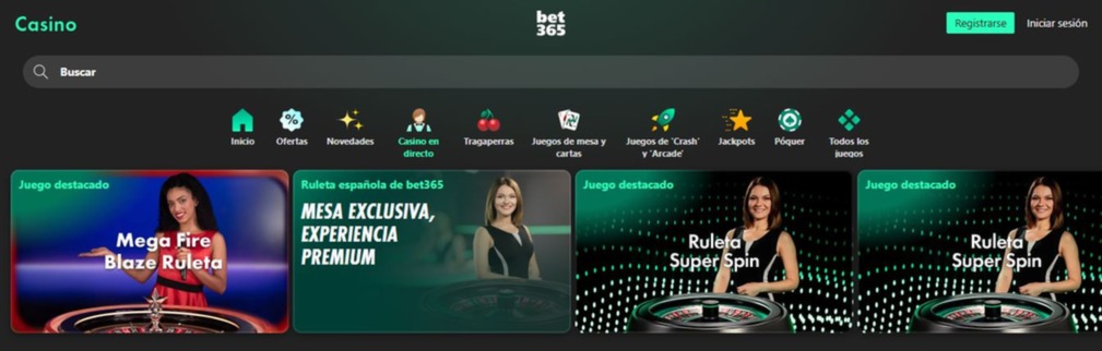 Jugar ruleta en vivo en Bet365 plataforma
