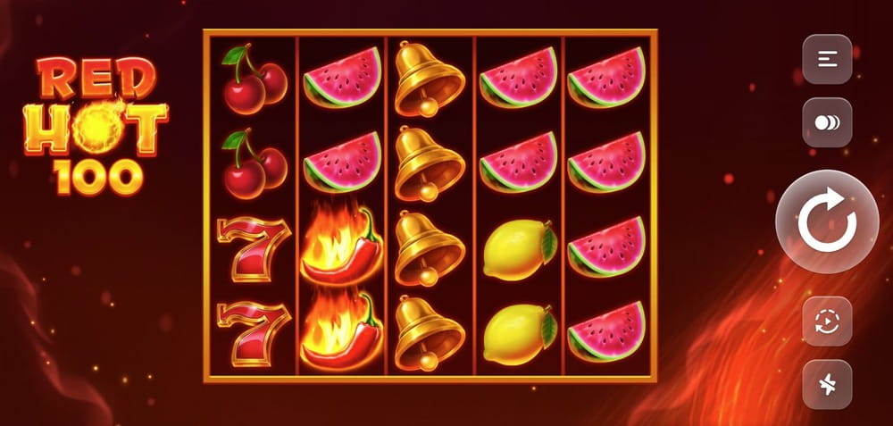 Gira los rodillos de la tragaperras Red Hot 100