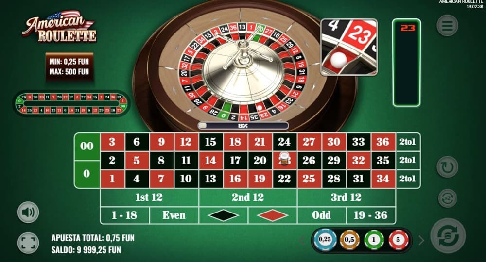 Jugabilidad de la ruleta americana en línea