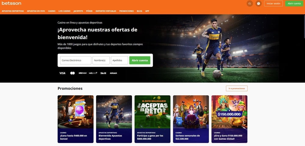 Página principal del Casino Betsson