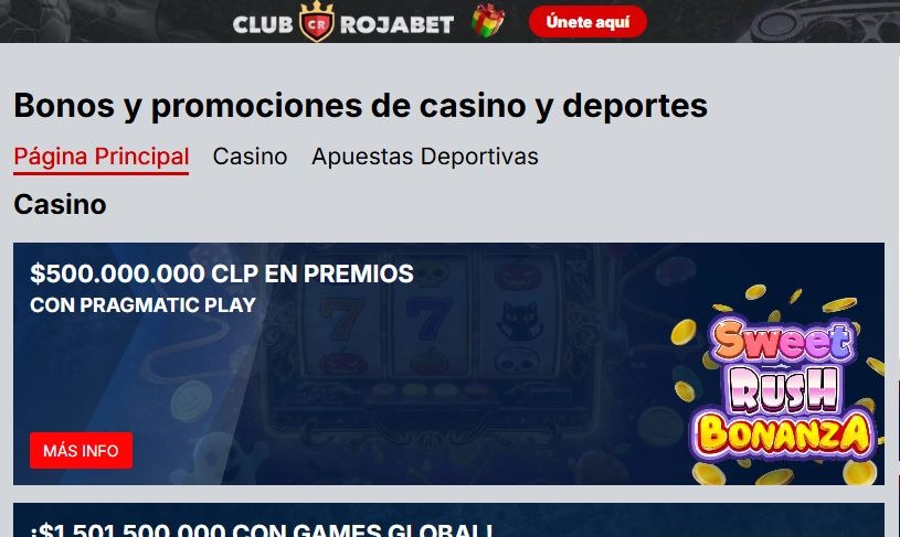 Visitar página de promociones y reclamar bonos de casino