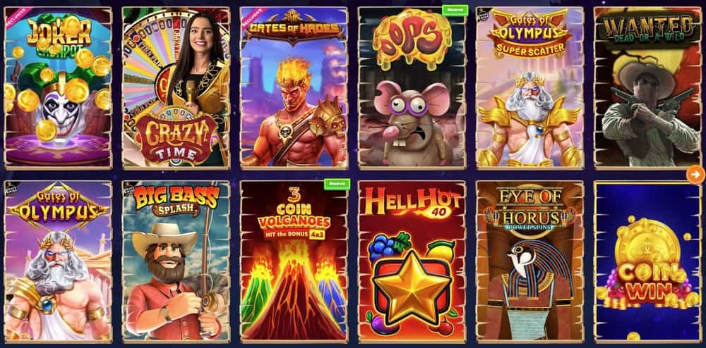 Sección con los populares juegos de casino Wazamba