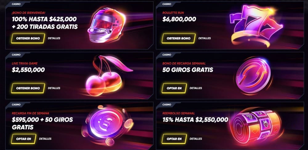 Sección de bonos de casino QuickWin