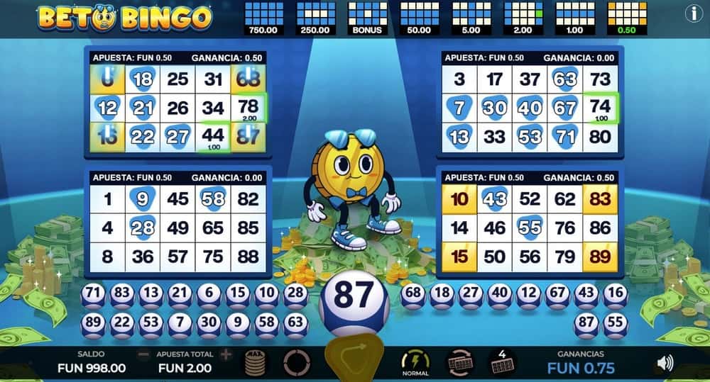 Modo de demostración del juego del bingo